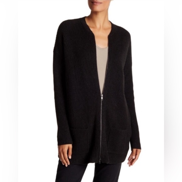 Eileen Fisher Full Zipper Black Cardigan Sweater,New Products : American Fashion Style Bags On Sale